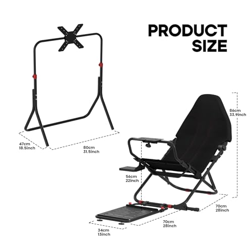 Foldable Racing Simulator Cockpit with TV Stand and Seat N367
