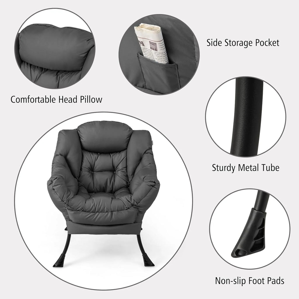 Gray Upholstered Accent Chair with Ottoman T493687