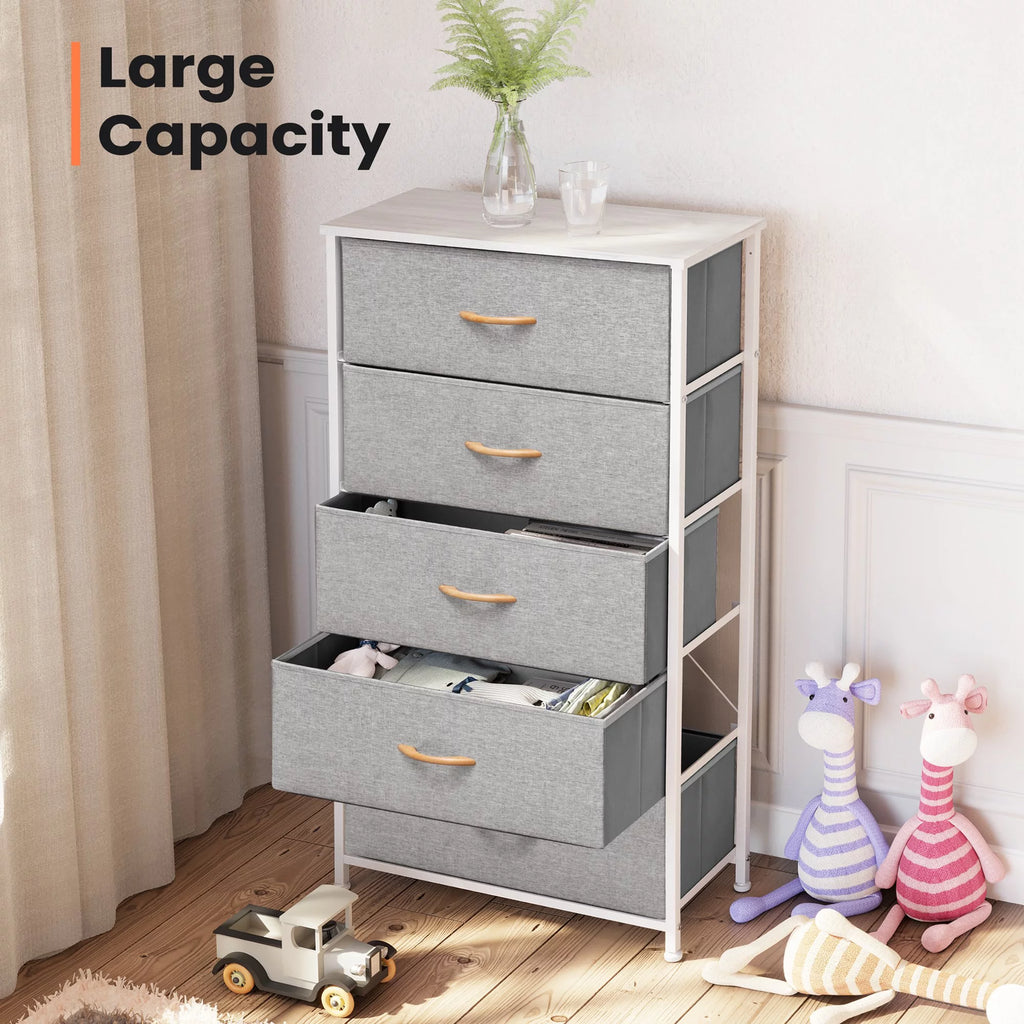 Light Gray 5 Drawers Vertical Dresser T506128