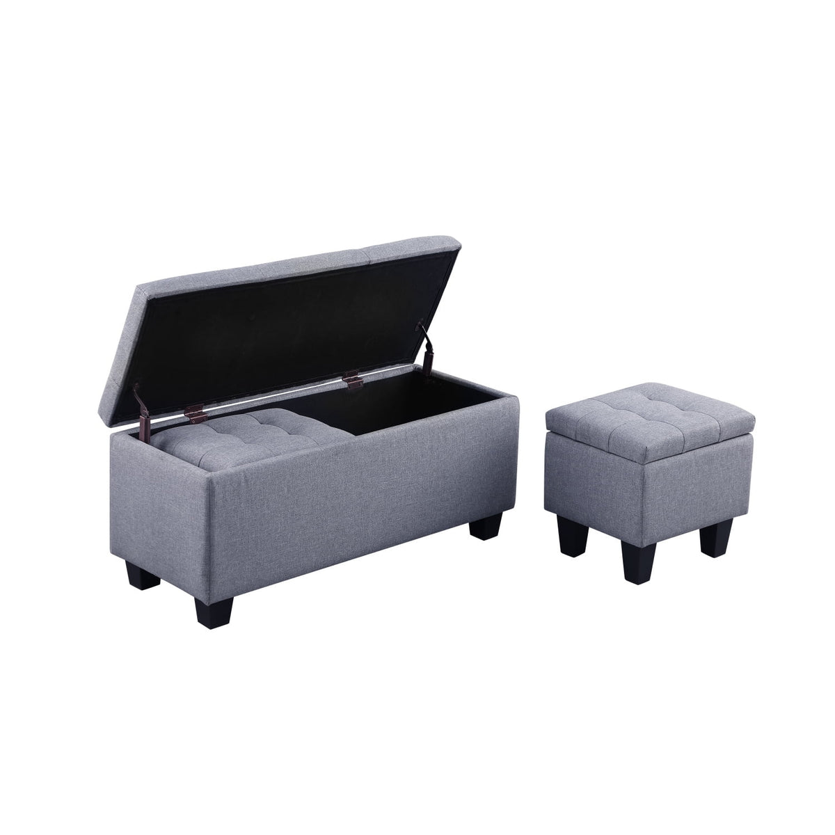 3 in 1 Tufted Linen Storage Ottoman Bench Set Y5558