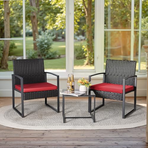 3 Piece Wicker Bistro Set with Coffee Table B6412