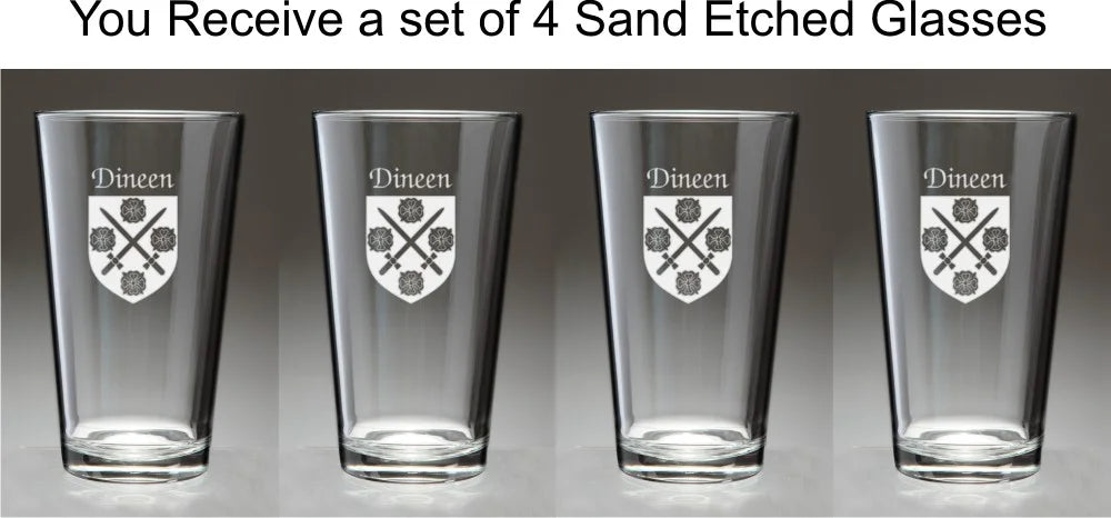 Irish Coat of Arms Pint Glasses Set of 4 U113