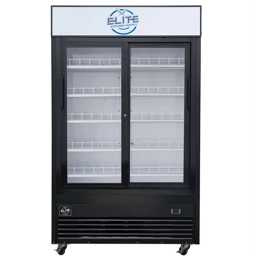 47 in Black Commercial Merchandiser Refrigerator with Sliding Glass Doors U4664