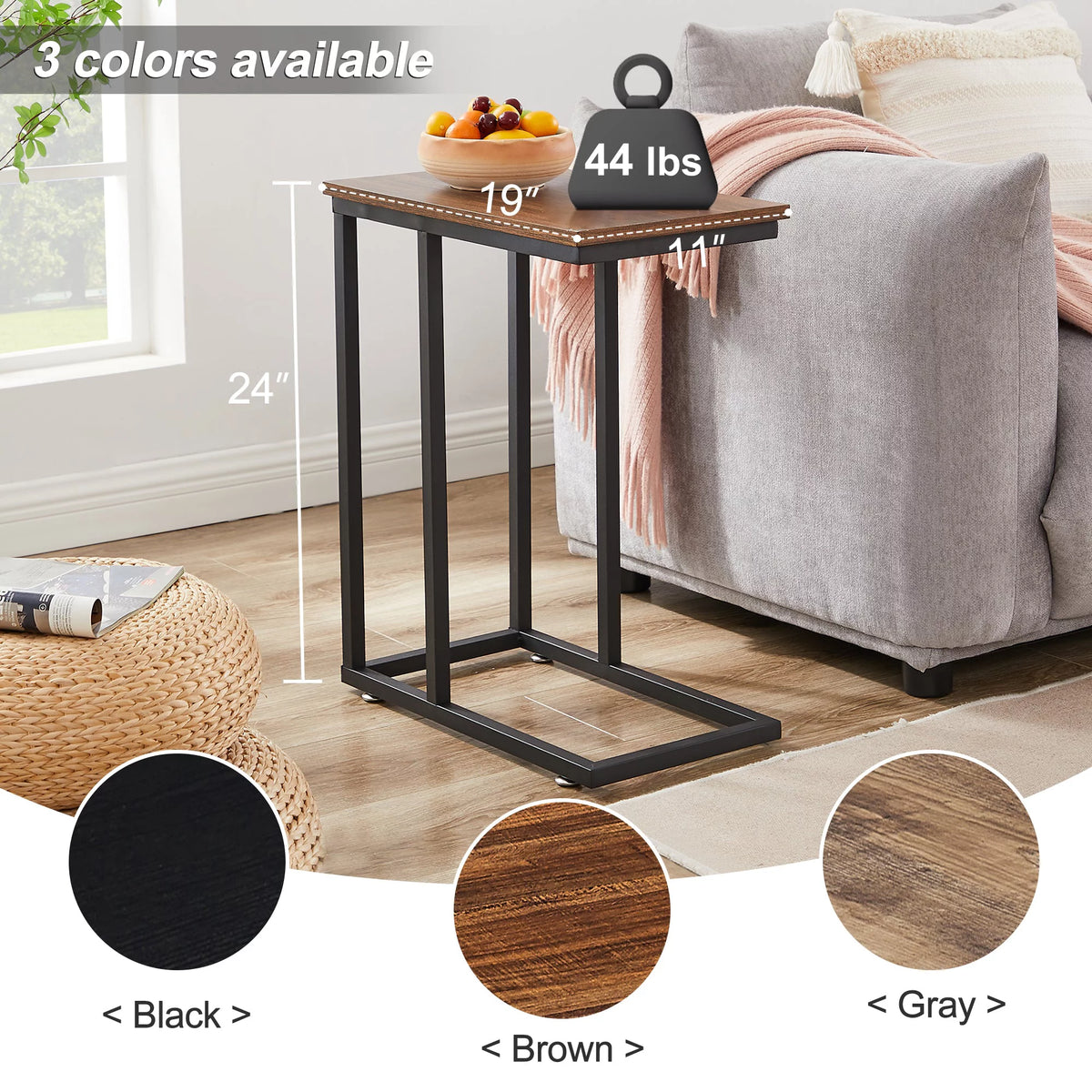 Set of 2 C-Shape Side Table Metal Frame E25872