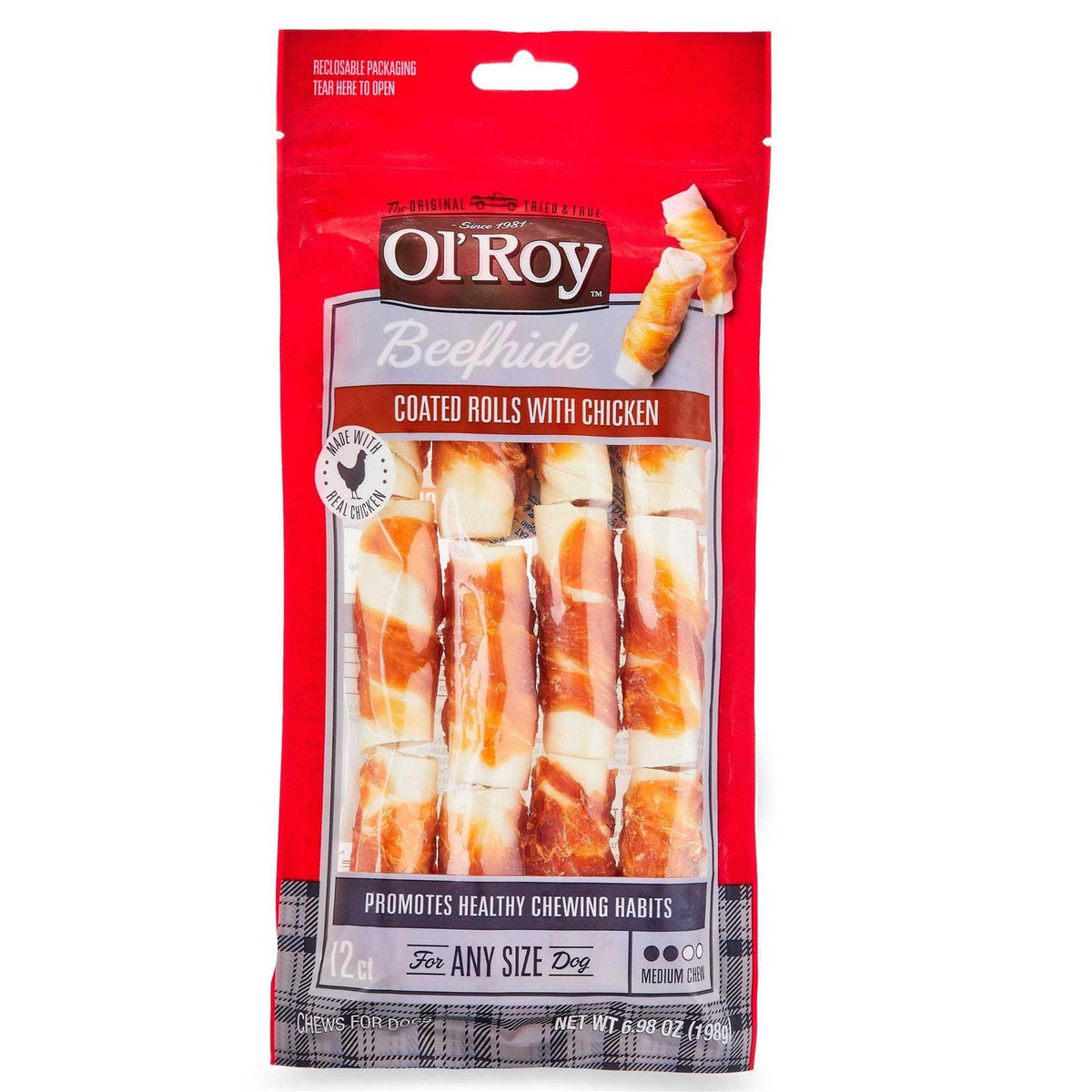 Beefhide Coated Rolls with Chicken For Dogs R403