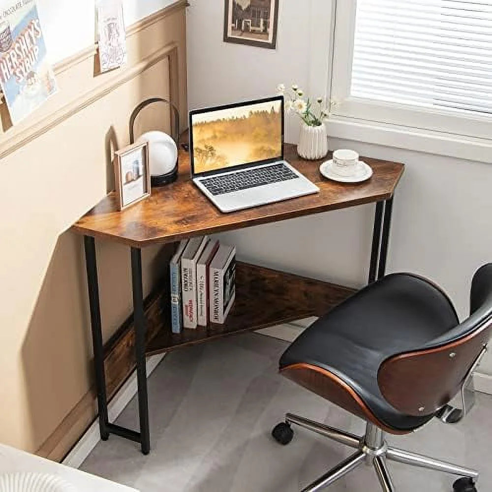 Corner Desk with Power Outlet Triangle Computer Desk C9372
