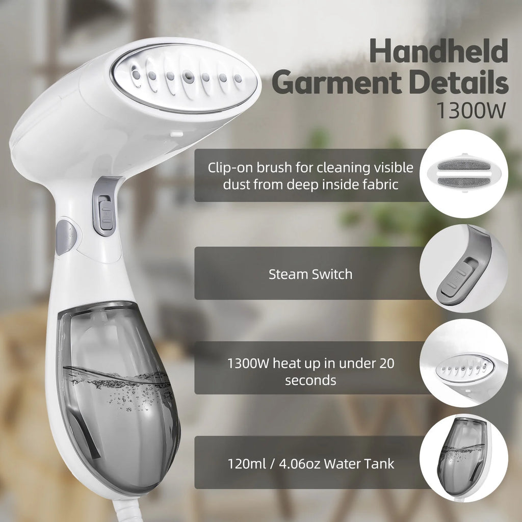 1300W Foldable Handheld Travel Steamer with 120ml Detachable Water Tank H528