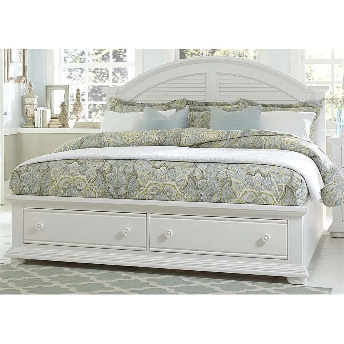 King Storage Bed in Oyster White K920138