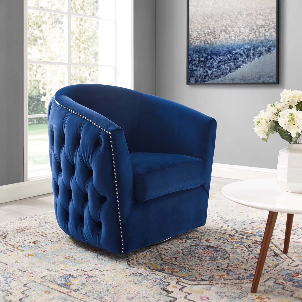 Navy Blue Velvet Accent Armchair R366