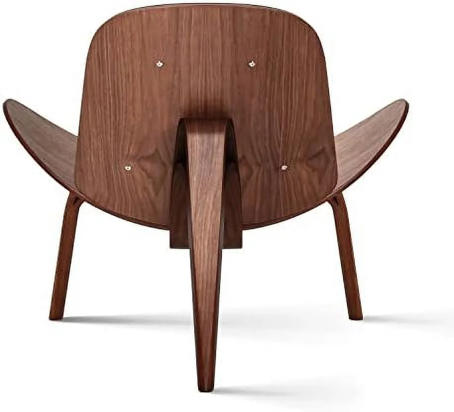 Mid Century Modern Shell Lounge Chair PU Leather Tripod Plywood Accent Chair D881