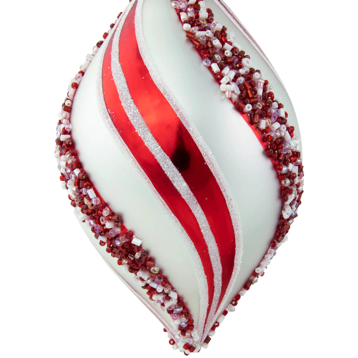 Set of 2 White and Red Glass Christmas Ornaments Z49539