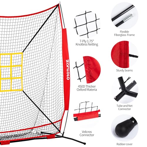 7x7 ft Baseball Net with Batting Tee and Carry Bag O881