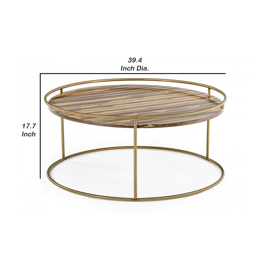 Round Faux Marble Top Coffee Table with Steel Frame X30325