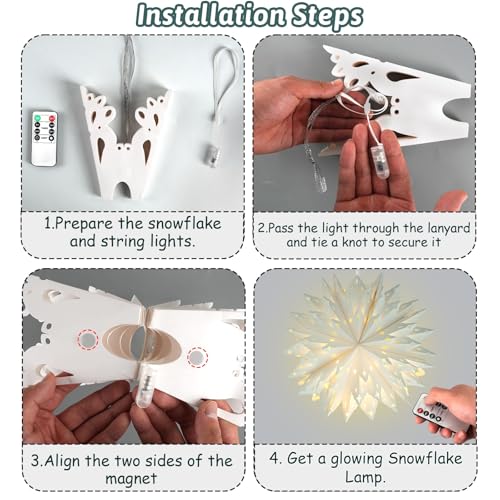 5 Pack Christmas Paper Snowflake Lanterns with LED Light S729277