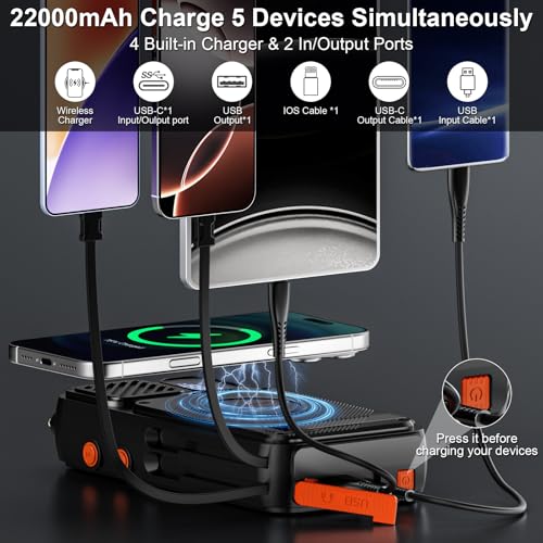 Emergency Solar Hand Crank Radio with 22000mAh Power Bank R449