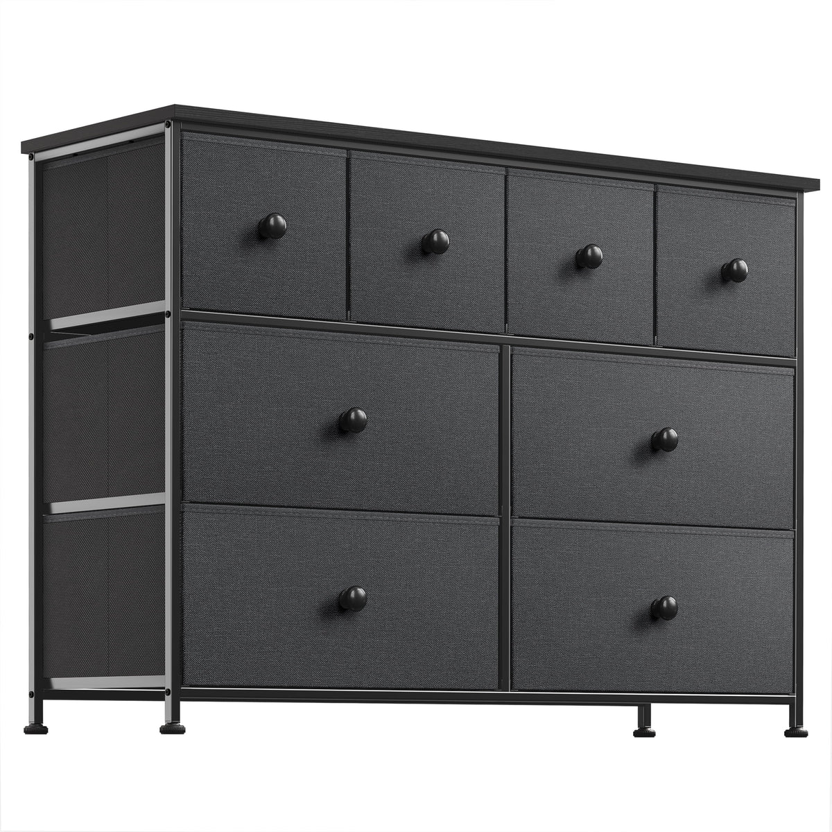 8 Drawer Fabric Dresser with Steel Frame and Wooden Top A303