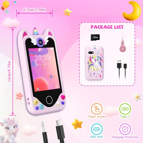 Kids Smart Phone Toy with Touchscreen, Dual Cameras, Mp3 Player, 32 GB Card K162062