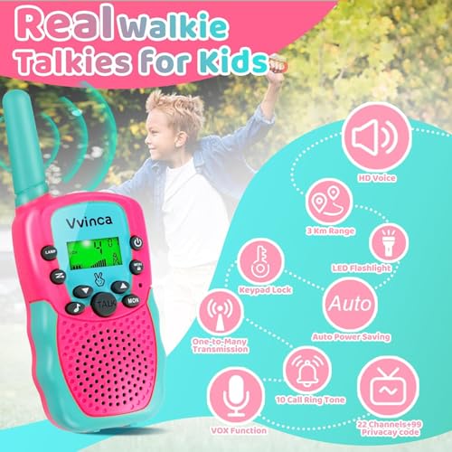 Rechargeable 4 Pack 3 Mile Long Range Walkie Talkies with Flashlight Z955