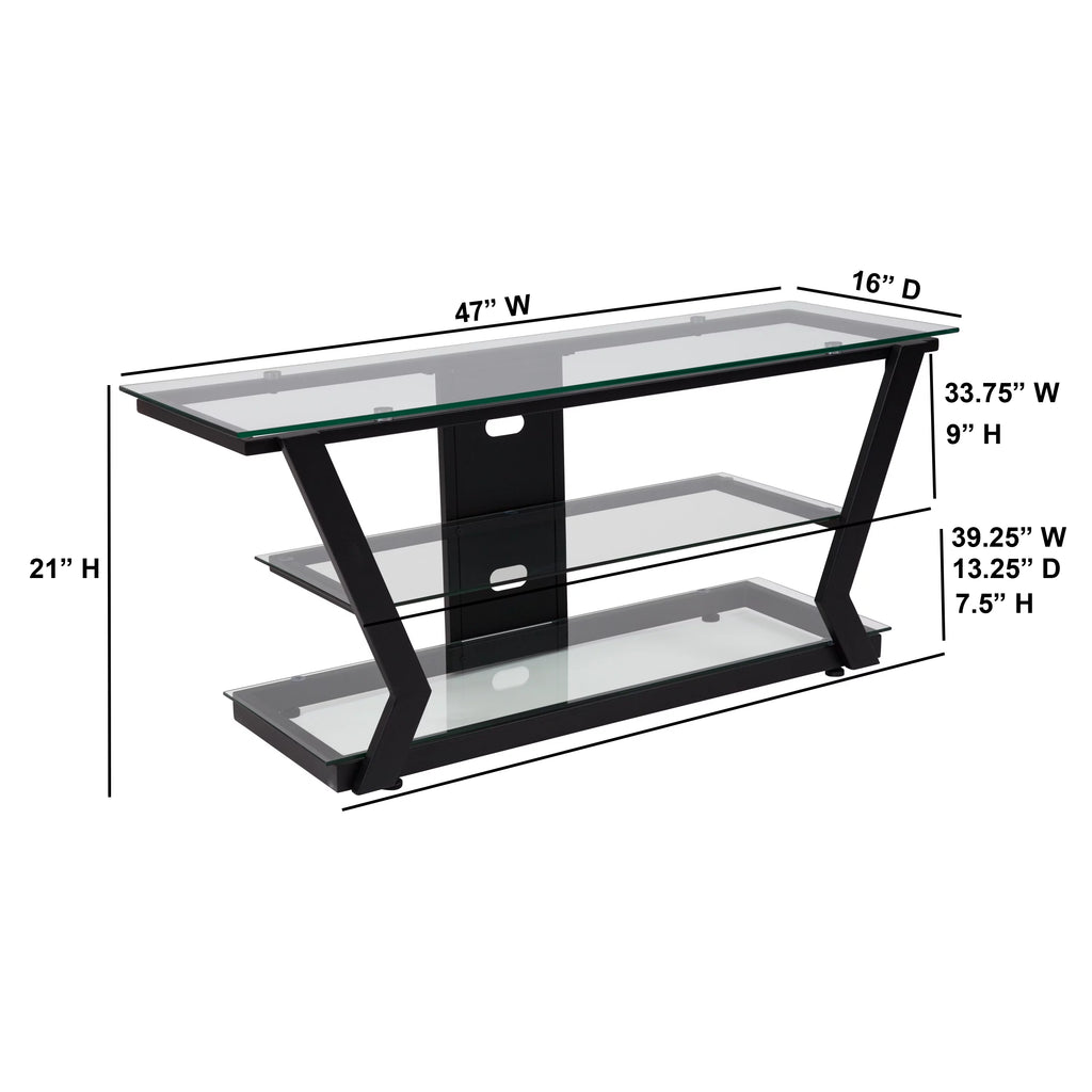 Glass TV Stand with Black Metal Frame G48946