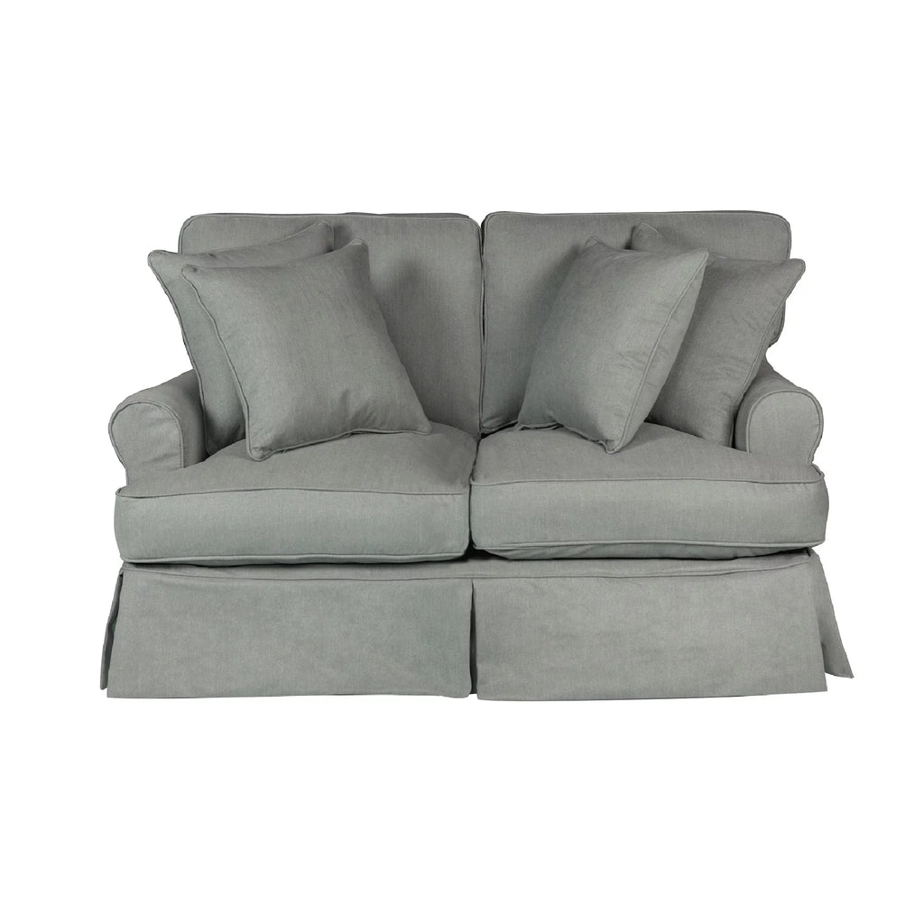 Grey T-cushion Loveseat Cover E6008