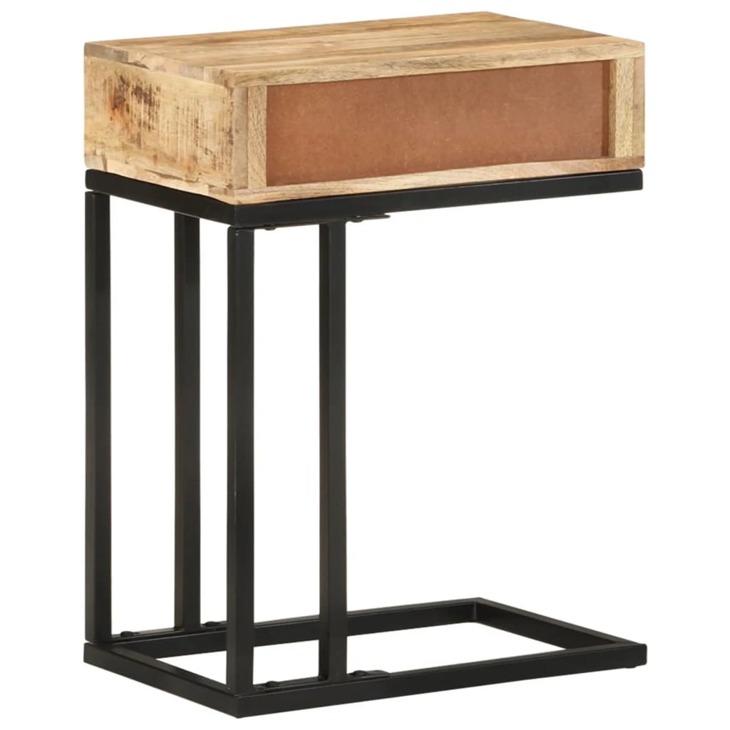 U-Shaped Side Table with Storage Drawer Mango Wood Steel Frame J754120