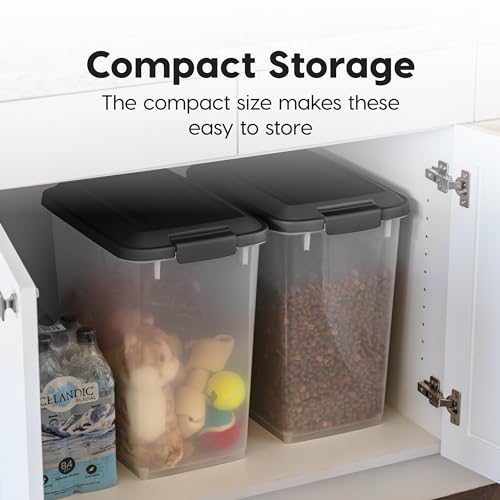 Dog Food Storage Container 2 Pack 30 lbs Airtight Clear Black R2268
