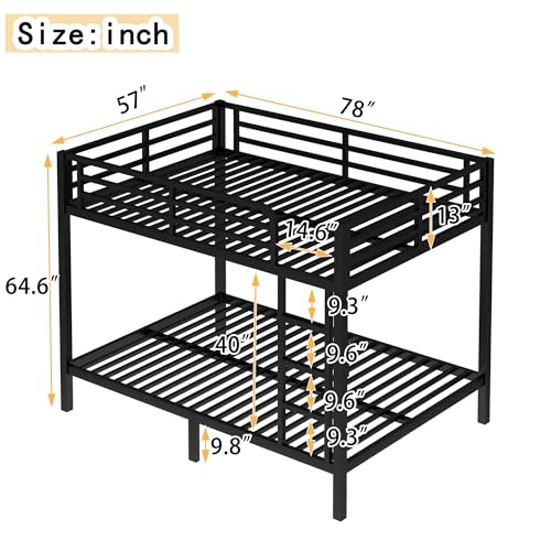 Heavy Duty Black Twin XL Over Twin XL Bunk Bed Frame with Ladder Z1633