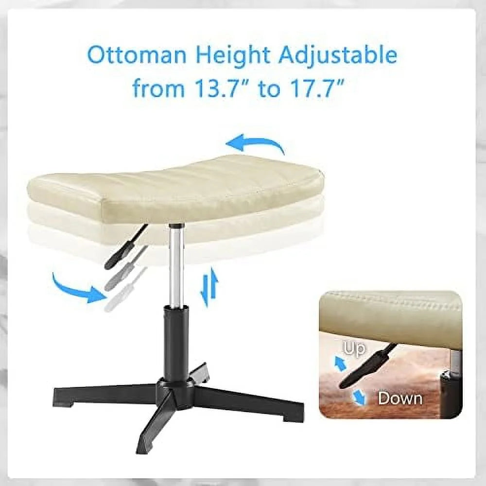 No Wheels Velvet Tufted Rocking Desk Chair with Foot Rest Stool and Lumbar Pillow W586592