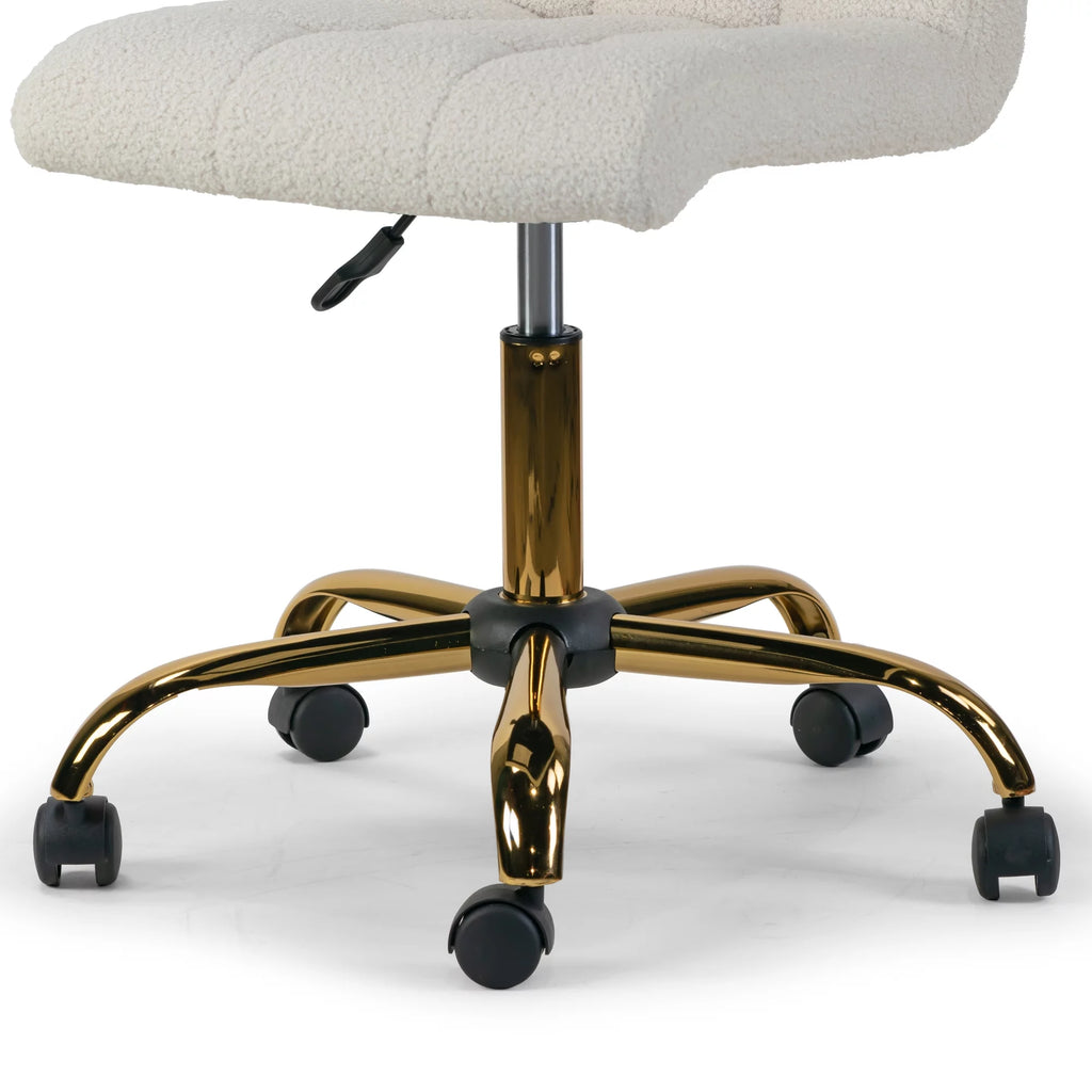 Cream Gold Fabric File Cabinet with Lock and Wheels E2634