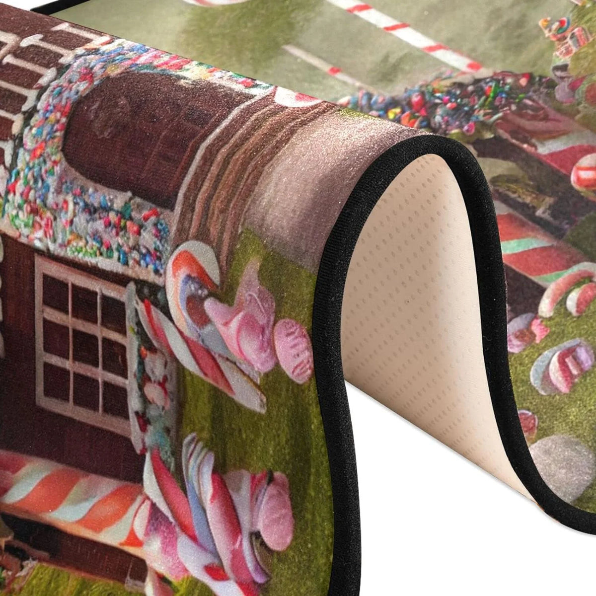 Candy Gingerbread House 2'x6' Non Slip Washable Runner Rug J3162