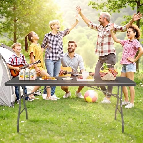 5 Foot White Folding Plastic Table with Carrying Handle Q383613