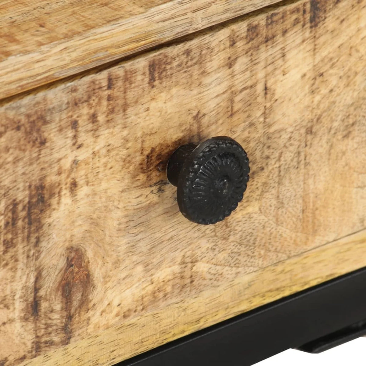 U-Shaped Side Table with Storage Drawer Mango Wood Steel Frame J754120