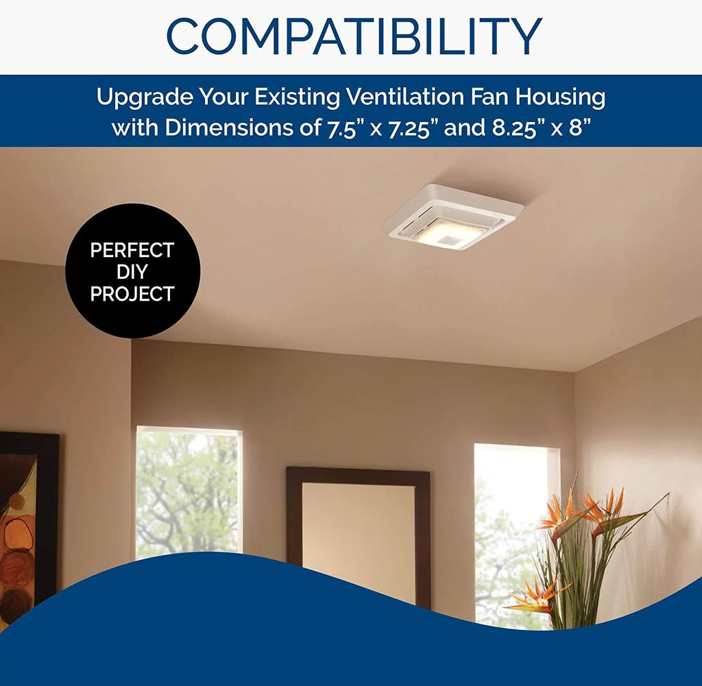 White Bathroom Exhaust Fan with LED Light S451