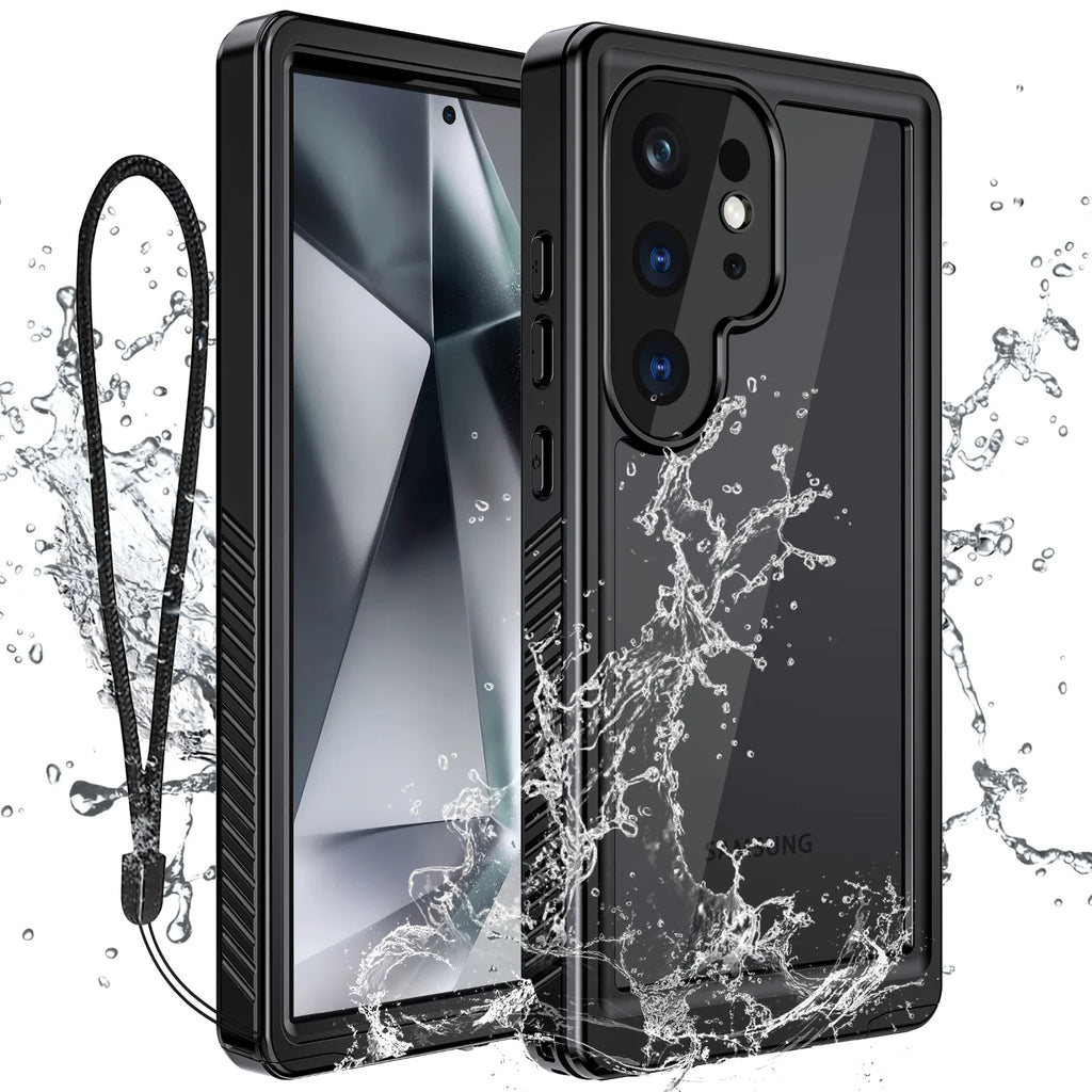 Black Waterproof Rugged Phone Case with Screen Protector Y930318