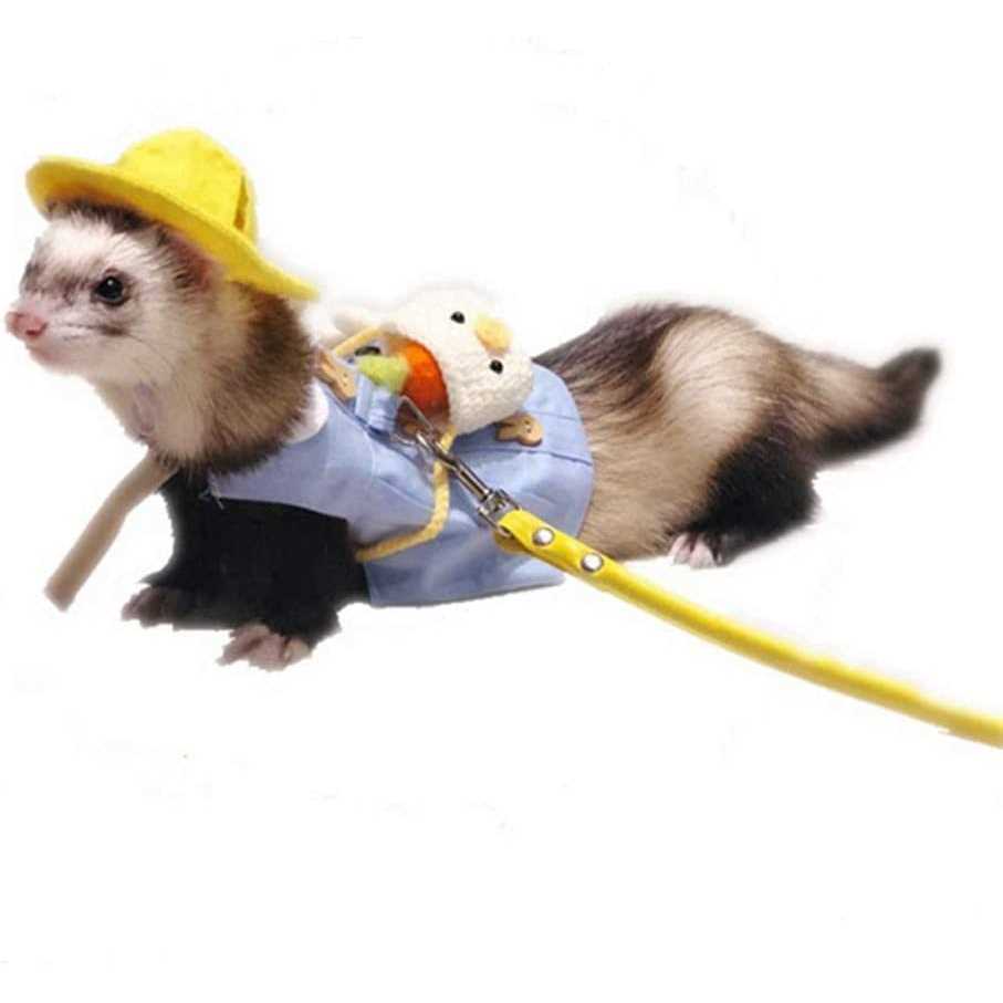 Ferret Clothes Set Small Animal Harness and Leash Adjustable Chest Straps N14094