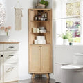 Natural Rattan Bathroom Floor Cabinet with Sliding Door & 3 Drawers S998266
