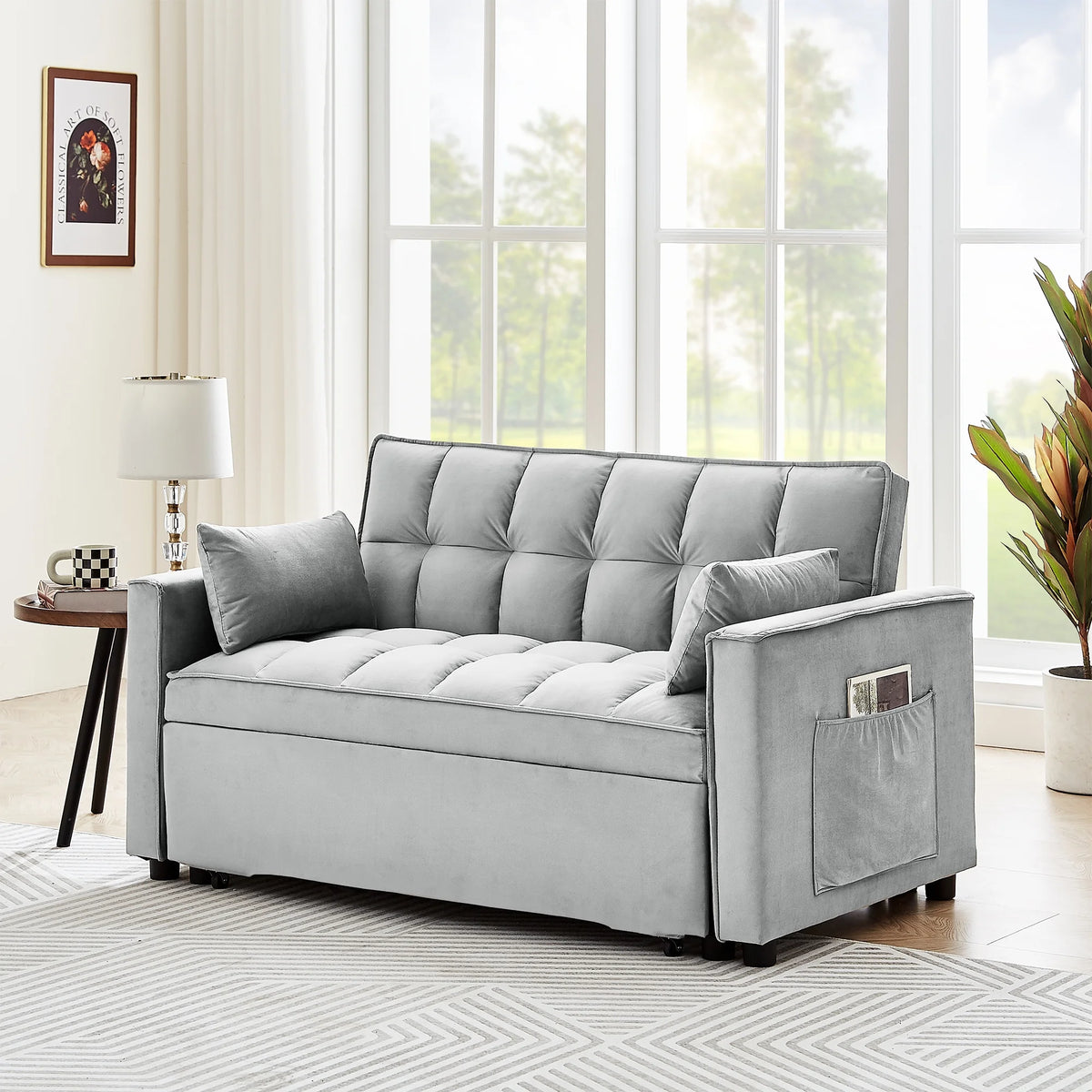Black Velvet 3 in 1 Sleeper Sofa Bed L68150