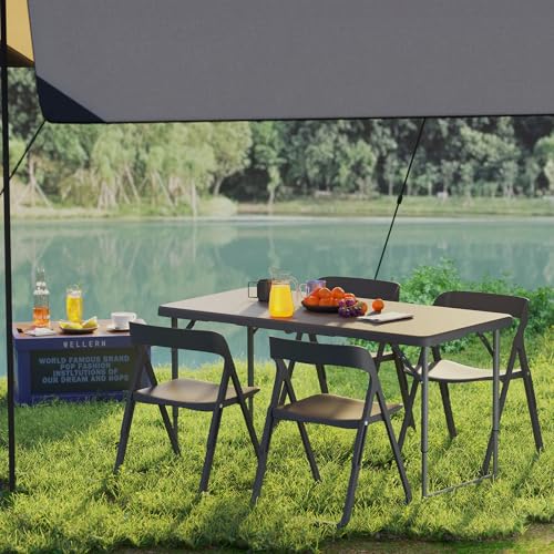 5 Foot White Folding Plastic Table with Carrying Handle Q383613