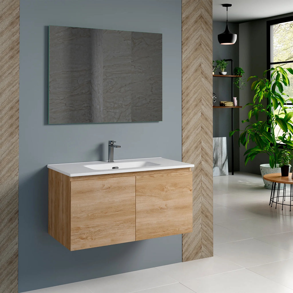 Oak Engineered Wood Single Vanity Cabinet W22265