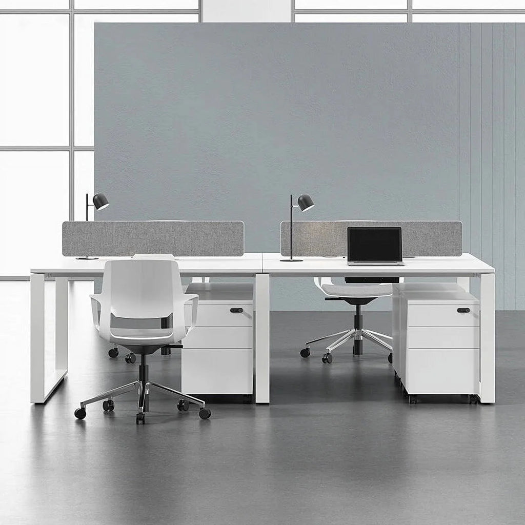 White Wooden Computer Desk with Metal Frame L954853