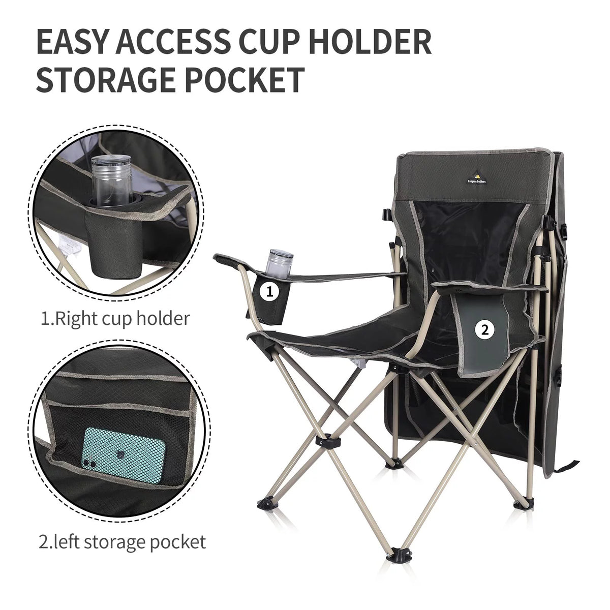 Army Green Folding Camping Chair with Shade Canopy B17867