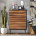 4 Drawer Chest Walnut and Black K9590