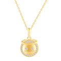 925 Sterling Silver Yellow Gold Face Pendant Necklace Y94334