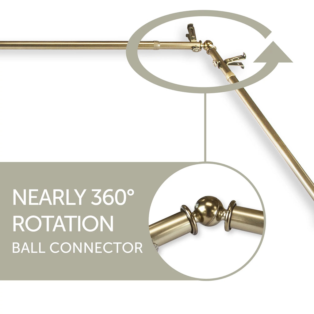 13/16" 4-Sided Bay Window Curtain Rod Antique Brass V7840