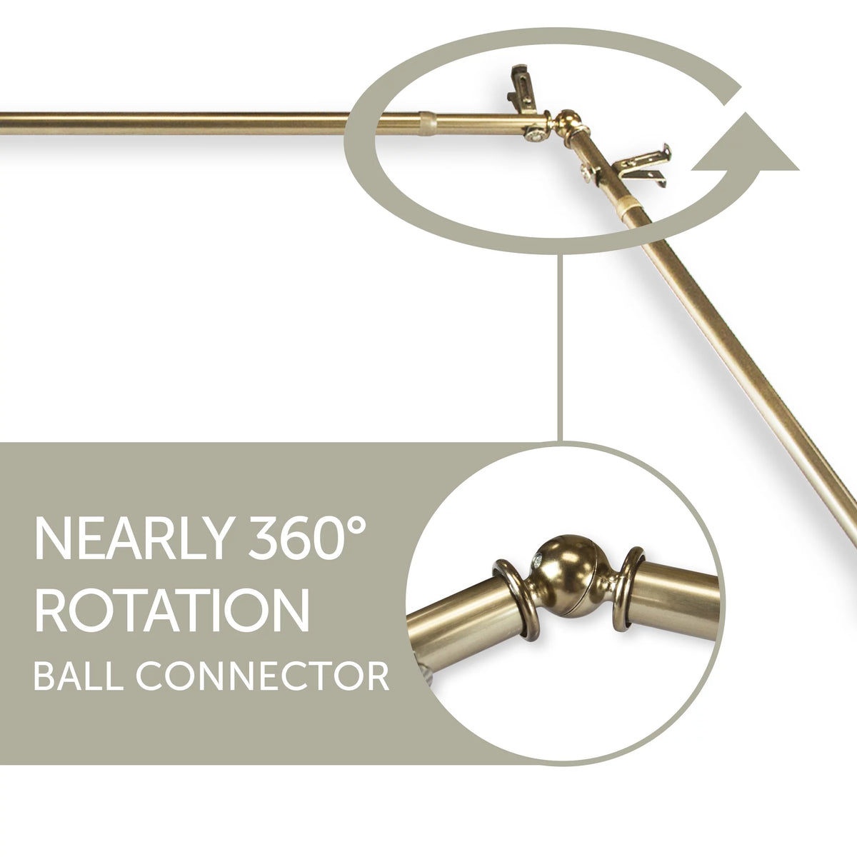 13/16" 4-Sided Bay Window Curtain Rod Antique Brass V7840