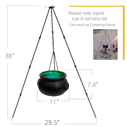 Large Witches Cauldron on Tripod with LED Light Candy Bowl Q81642