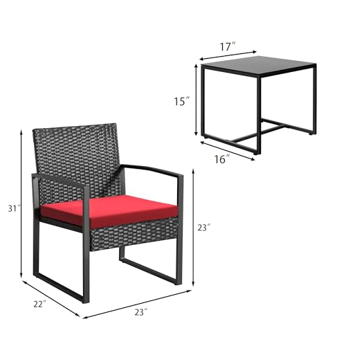 3 Piece Wicker Bistro Set with Coffee Table B6412