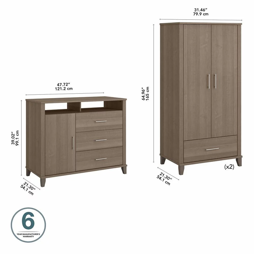 Ash Gray Engineered Wood Armoire Dresser TV Stand D128037