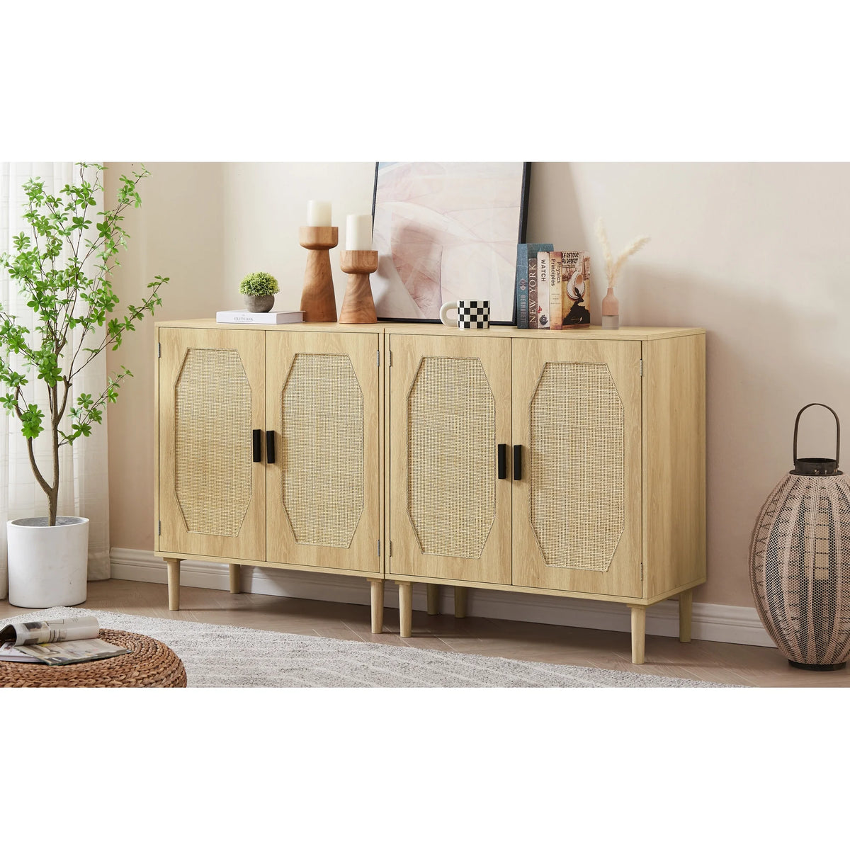 Rattan Kitchen Storage Cabinet Buffet S845