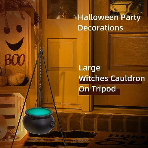 Large Witches Cauldron on Tripod with LED Light Candy Bowl Q81642